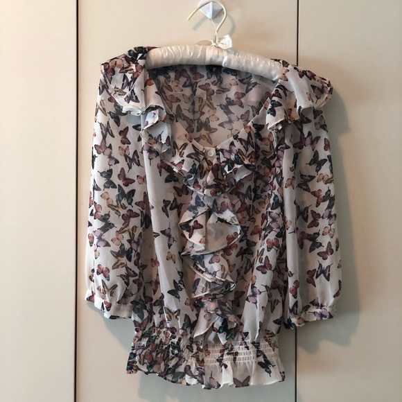 Ted Baker Butterfly Ruffle  Blouse in Cream - Picture 8 of 16